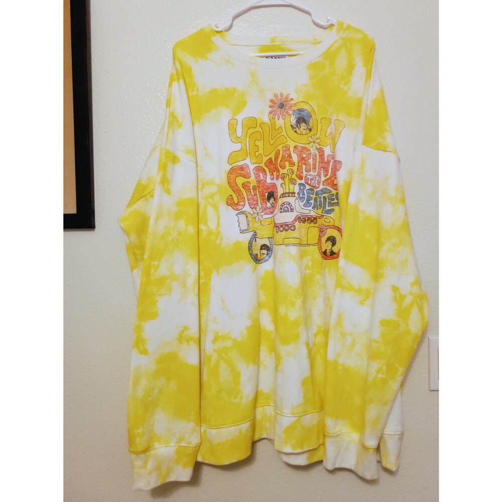 Old Navy Beatles Yellow Submarine Tie Dye Sweatshirt Graphic Pullover SZ XXXXLT